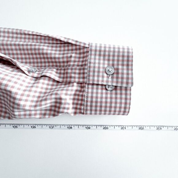 Calvin Klein Mens Slim Fit Collared Dress Shirt Checked Gray Pink Size Medium - Picture 5 of 9